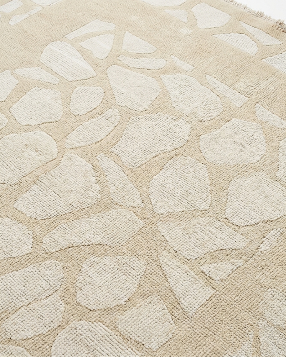 Tibetan Pebble Mosaic Cream, Nepal modern rug, in cream, Wool, 91 × 152 cm (3'0" × 5'0"), Nasim Carpets Malaysia — view 3