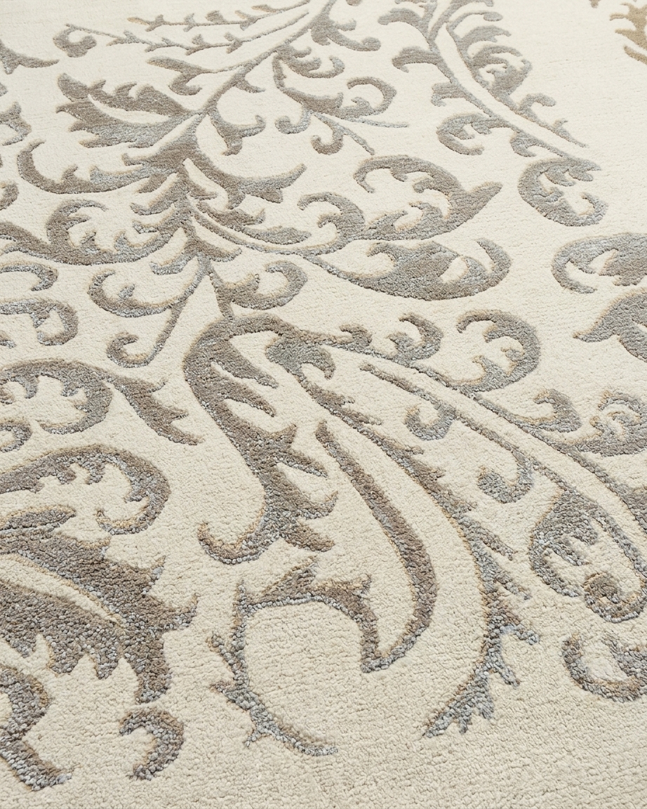 Tibetan Acanthus Scroll Ivory, Nepal modern rug, in ivory, Wool, 91 × 152 cm (3'0" × 5'0"), Nasim Carpets Malaysia — view 3