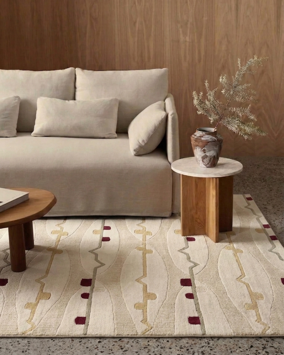 Tibetan Modernist Stripe Ivory, Nepal modern rug, in ivory, Wool, 91 × 152 cm (3'0" × 5'0"), Nasim Carpets Malaysia — view 2