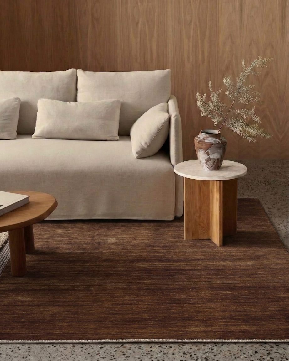 Gabbeh Solid Brown, Fars Province, Iran modern rug, in chocolate brown, Wool, 244 × 305 cm (8'0" × 10'0"), Nasim Carpets Malaysia — view 2