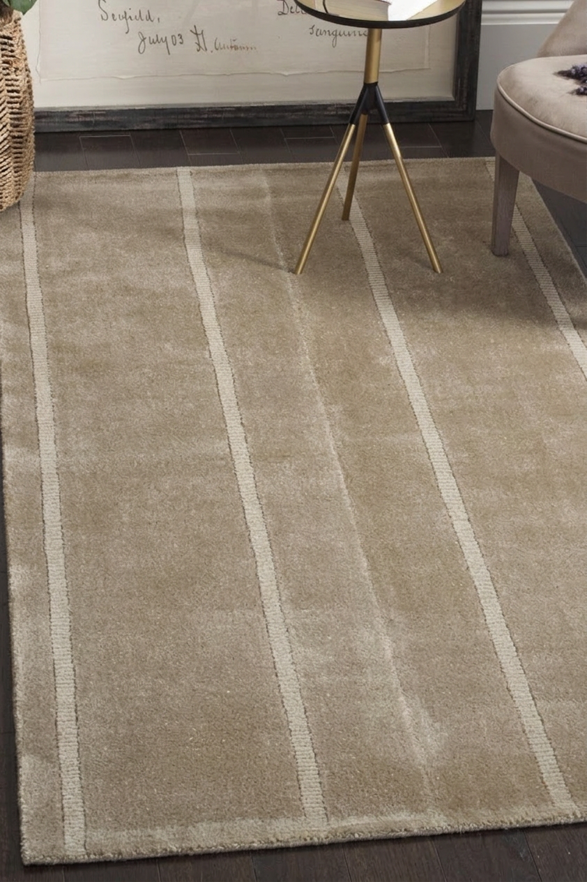 Indo Loribaft Stripe Taupe, India modern rug, in taupe, Wool, 128 × 192 cm (4'2" × 6'4"), Nasim Carpets Malaysia — view 2