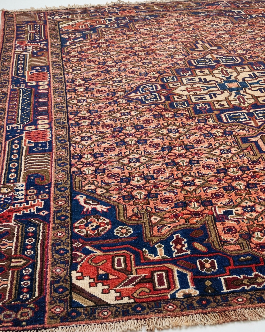 Koliai Herati Medallion Salmon, Koliai, Kurdistan, Iran persian rug, in red, Wool, 91 × 152 cm (3'0" × 5'0"), Nasim Carpets Malaysia — view 3