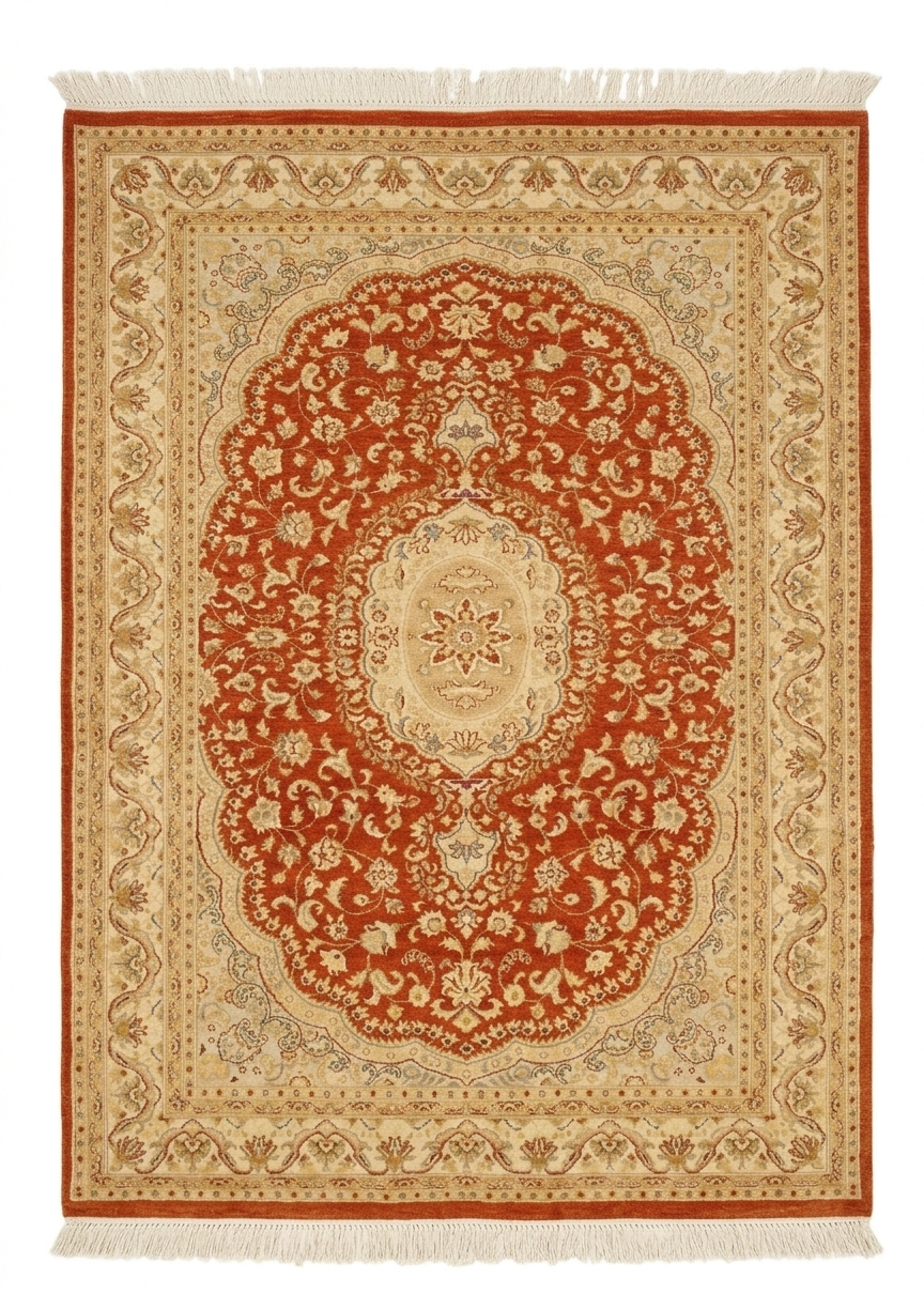 Tabriz Medallion Rust, Tabriz, Pakistan persian rug, in terracotta rust, Wool, 122 × 198 cm (4'0" × 6'6"), Nasim Carpets Malaysia — view 1