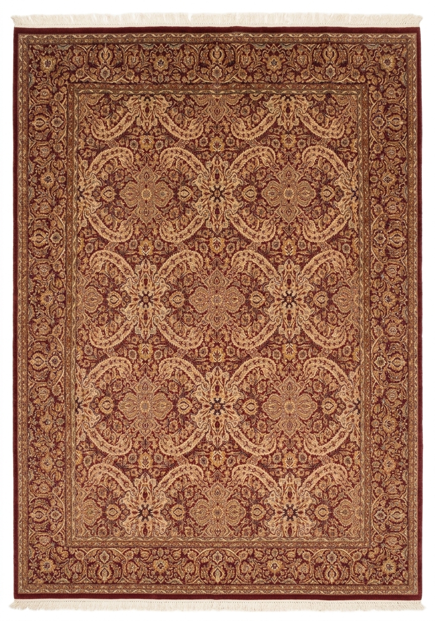 Pak Tabriz Paisley Lattice Burgundy, Lahore, Pakistan persian rug, in red, Wool, 250 × 323 cm (8'2" × 10'7"), Nasim Carpets Malaysia — view 1