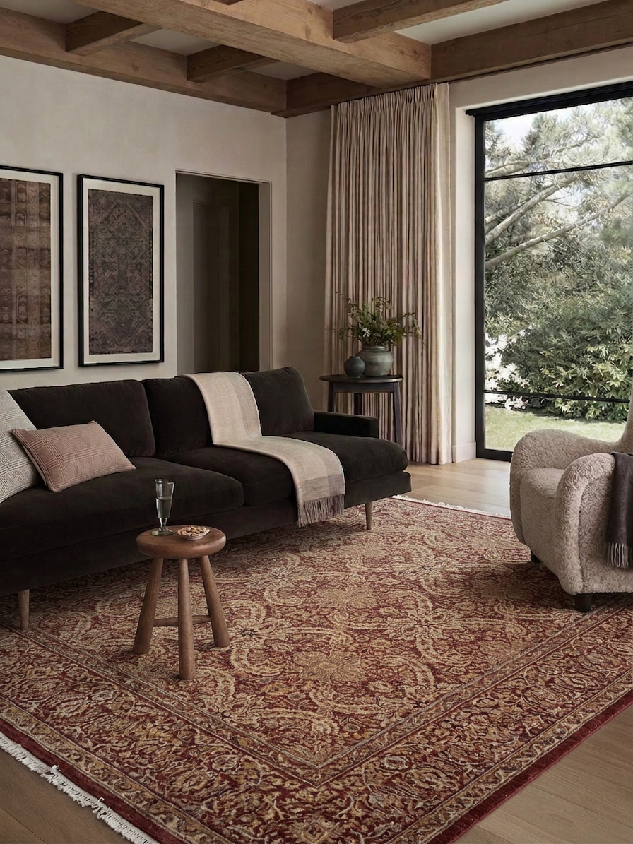 Pak Tabriz Paisley Lattice Burgundy, Lahore, Pakistan persian rug, in red, Wool, 250 × 323 cm (8'2" × 10'7"), Nasim Carpets Malaysia — view 2