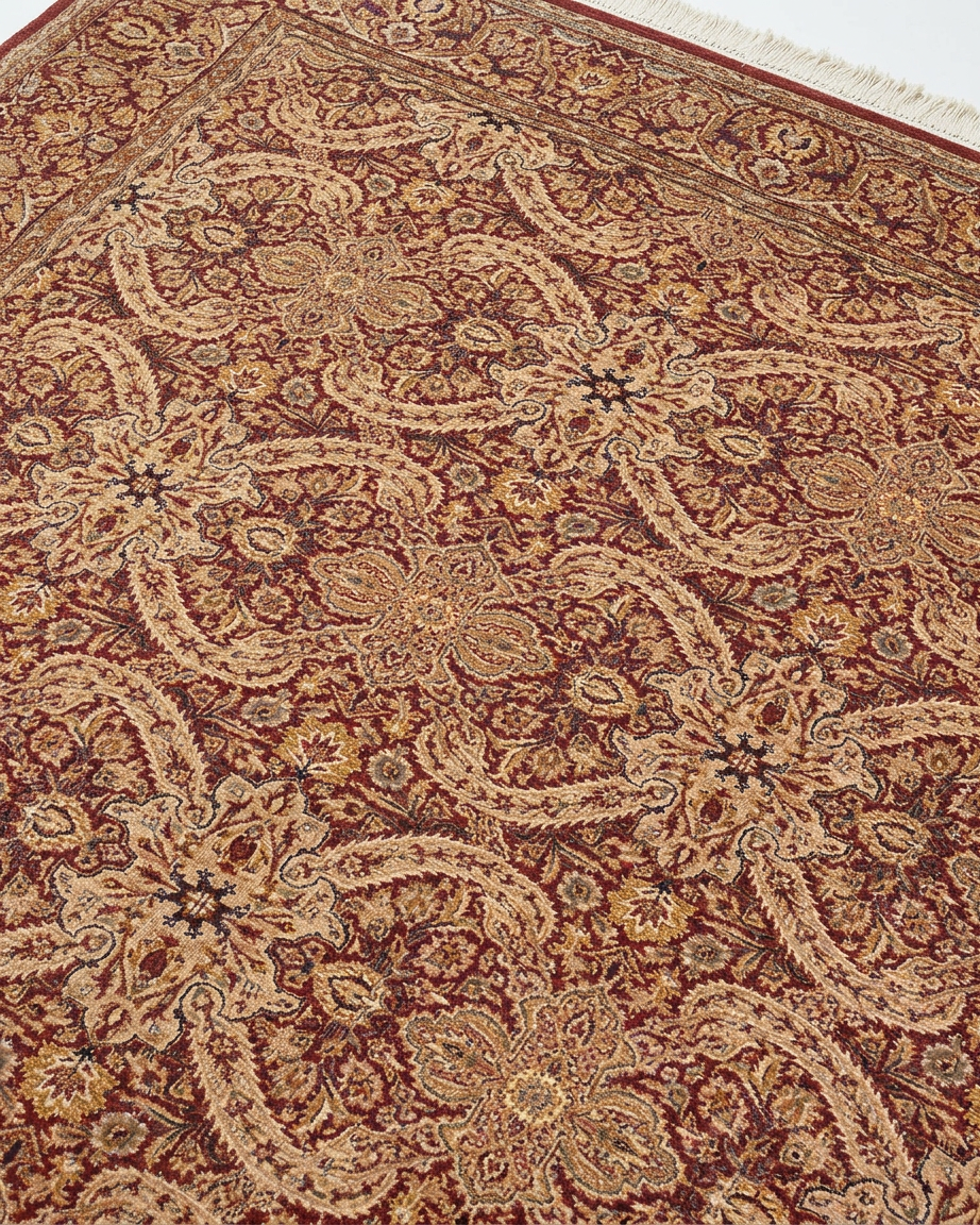 Pak Tabriz Paisley Lattice Burgundy, Lahore, Pakistan persian rug, in red, Wool, 250 × 323 cm (8'2" × 10'7"), Nasim Carpets Malaysia — view 3