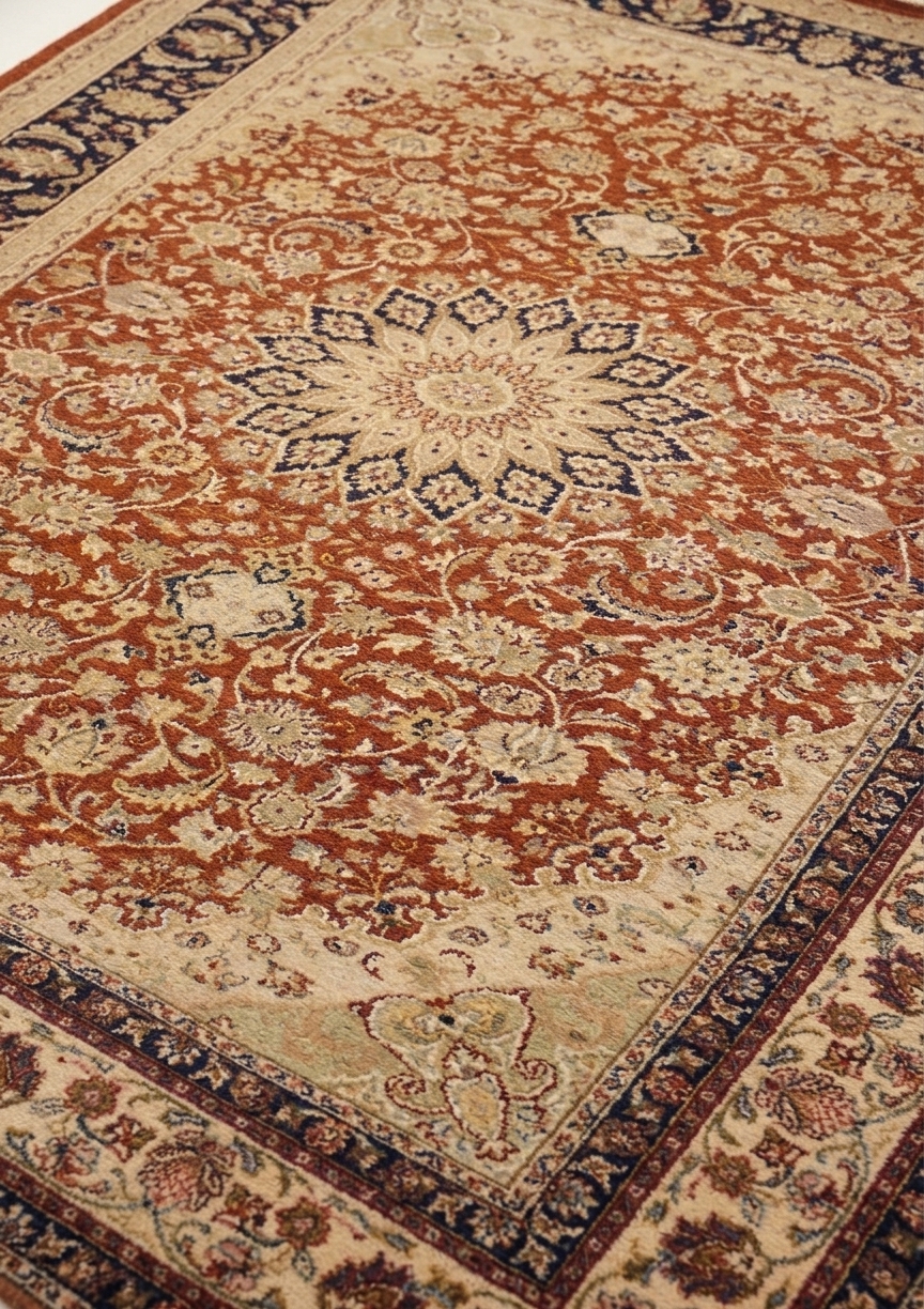 Isfahan Medallion Rust, Isfahan, Pakistan persian rug, in terracotta rust, Wool, 152 × 253 cm (5'0" × 8'4"), Nasim Carpets Malaysia — view 3