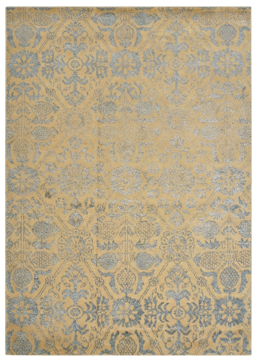 Indian Damask Silver Gold, Jaipur, India modern rug, in gold, Wool, 91 × 162 cm (3'0" × 5'4"), Nasim Carpets Malaysia — view 1