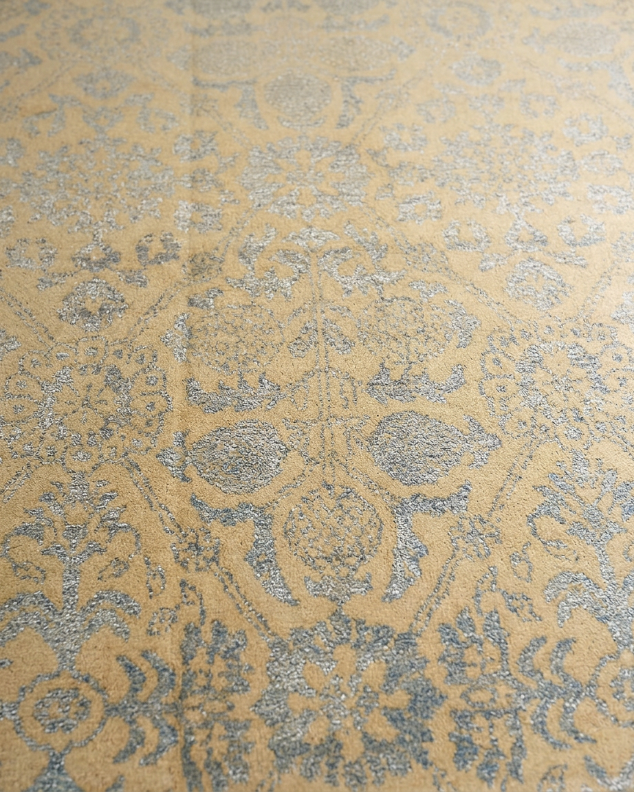 Indian Damask Silver Gold, Jaipur, India modern rug, in gold, Wool, 91 × 162 cm (3'0" × 5'4"), Nasim Carpets Malaysia — view 3