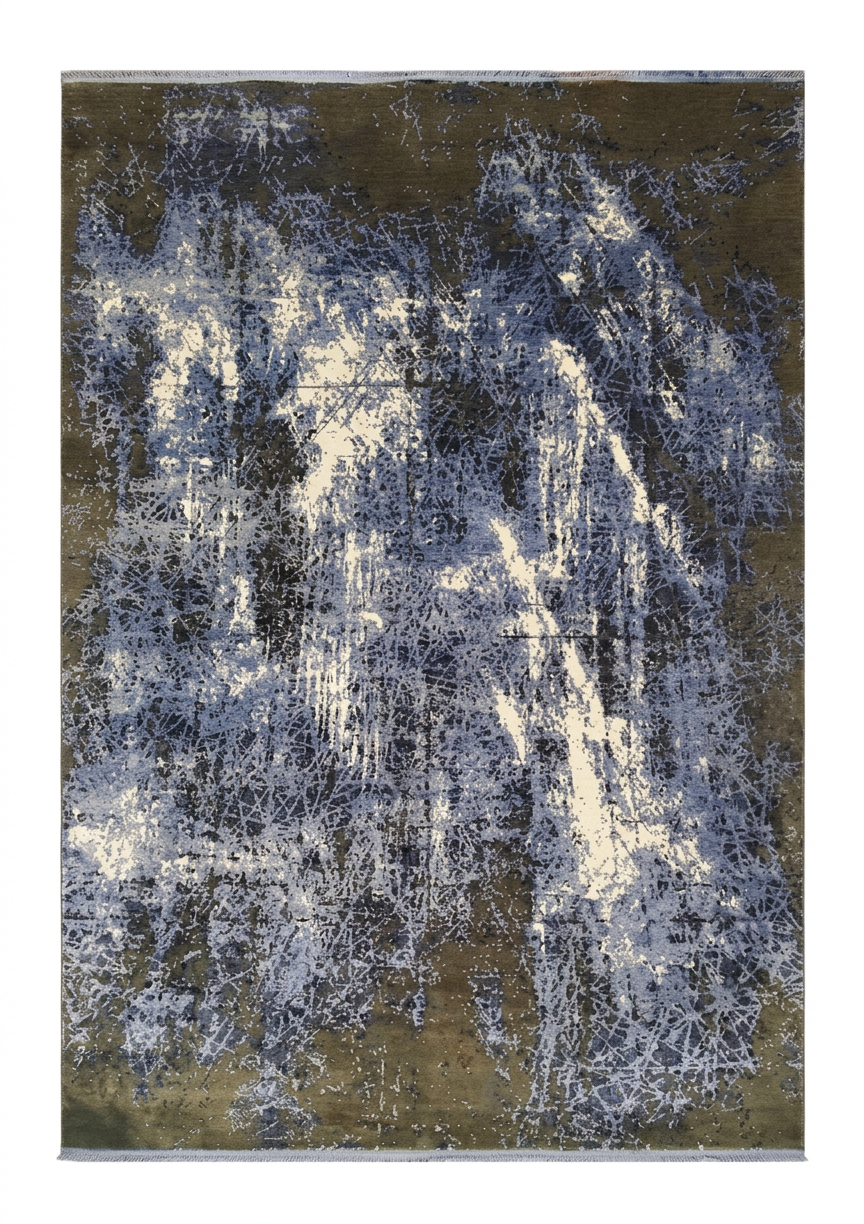 Pierre Cardin Abstract Indigo, modern rug, 165 × 241 cm (5'5" × 7'11"), Viscose