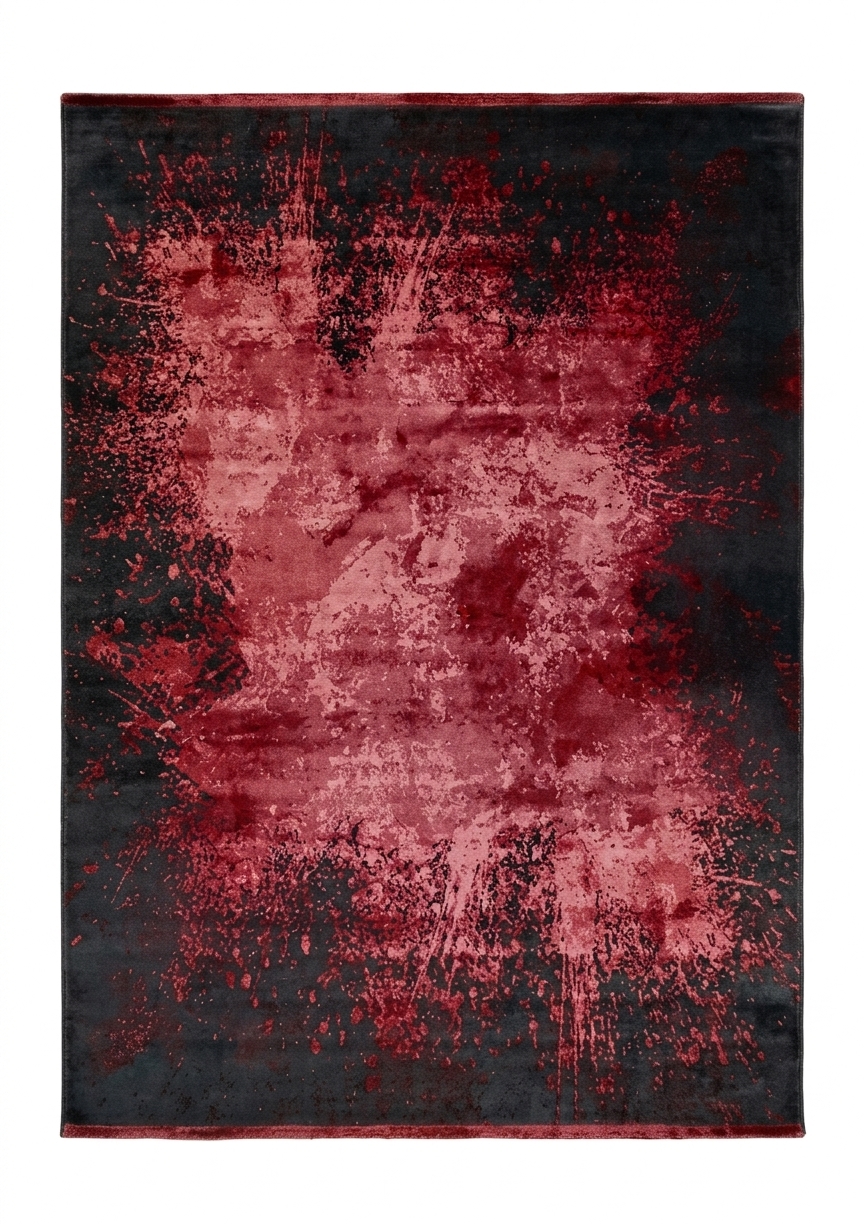 Belgian Abstract Splash Crimson, Belgium modern rug, in crimson red, Wool, 201 × 299 cm (6'7" × 9'10"), Nasim Carpets Malaysia — view 1