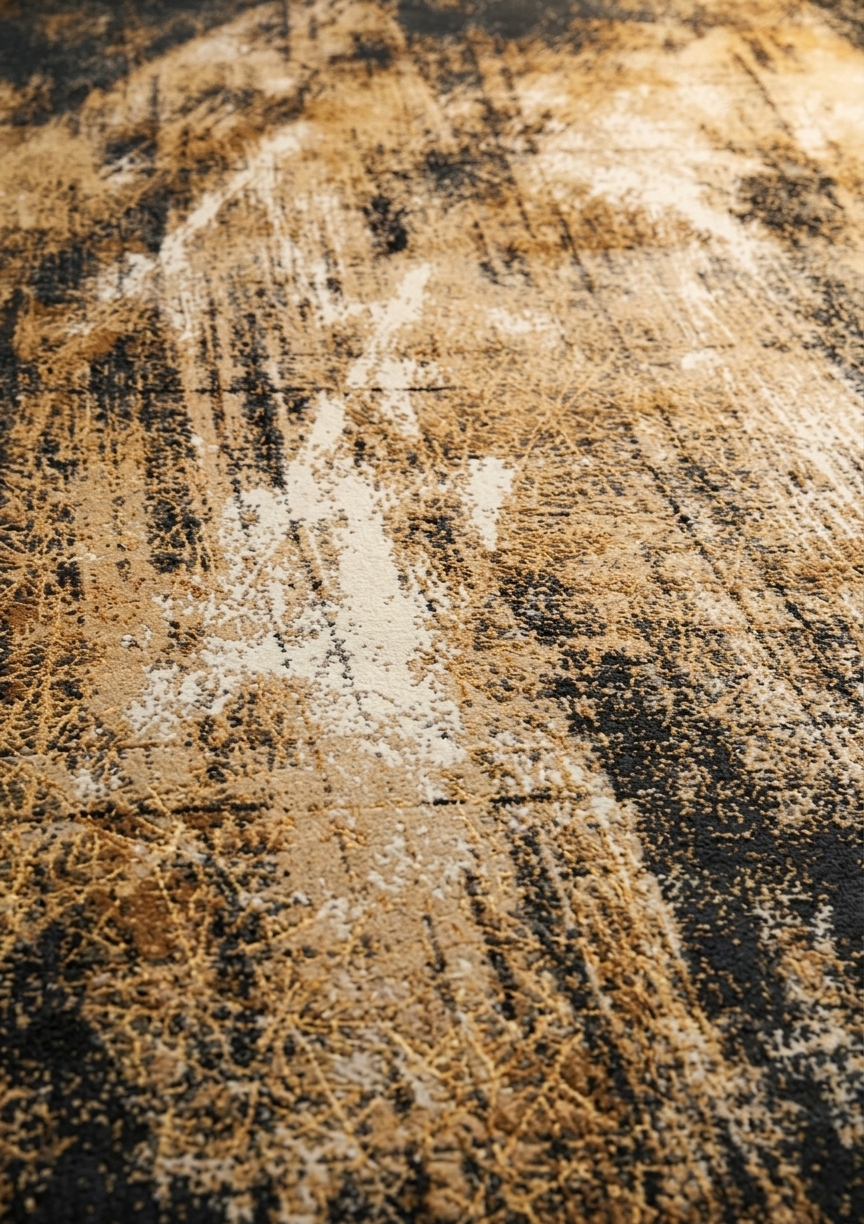 European Abstract Distressed Charcoal, Belgium modern rug, in charcoal, Bamboo Silk, 152 × 241 cm (5'0" × 7'11"), Nasim Carpets Malaysia — view 3
