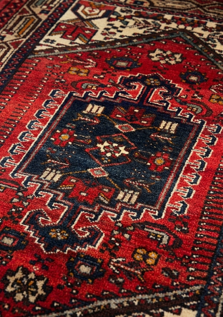 Hamadan Stepped Medallion Red, Hamadan, Iran tribal rug, in madder red, Wool, 91 × 152 cm (3'0" × 5'0"), Nasim Carpets Malaysia — view 3