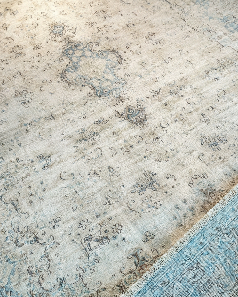 Kashan Open-Field Medallion Seafoam, Kashan persian rug, in ice blue, Wool, 243 × 304 cm (8'0" × 10'0"), Nasim Carpets Malaysia — view 3