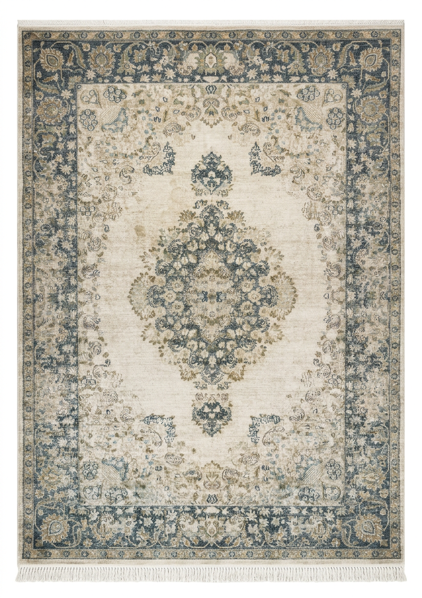 Tabriz Floral Medallion Ivory, Tabriz persian rug, in ivory, Wool, 296 × 378 cm (9'9" × 12'5"), Nasim Carpets Malaysia — view 1