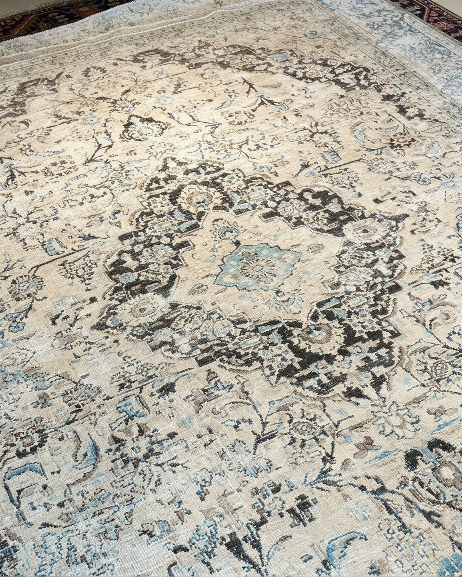 Tabriz Shah Abbas Medallion Ivory, Tabriz persian rug, in ivory, Wool, 182 × 274 cm (6'0" × 9'0"), Nasim Carpets Malaysia — view 3