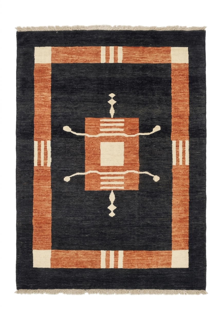 Kazak Geometric Medallion Charcoal, modern rug, 91 × 152 cm (3'0" × 5'0"), Wool