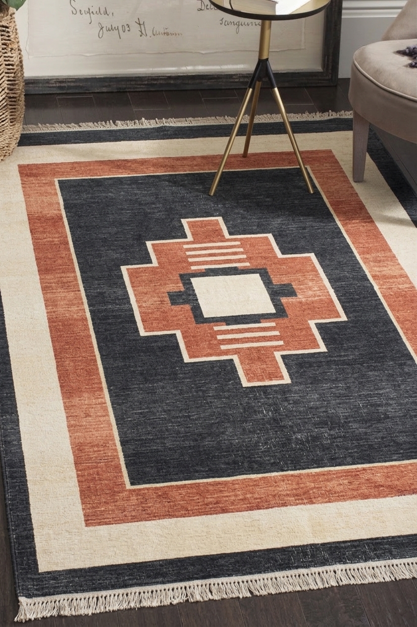 Kazak Geometric Medallion Charcoal, Iran modern rug, in charcoal, Wool, 91 × 152 cm (3'0" × 5'0"), Nasim Carpets Malaysia — view 2