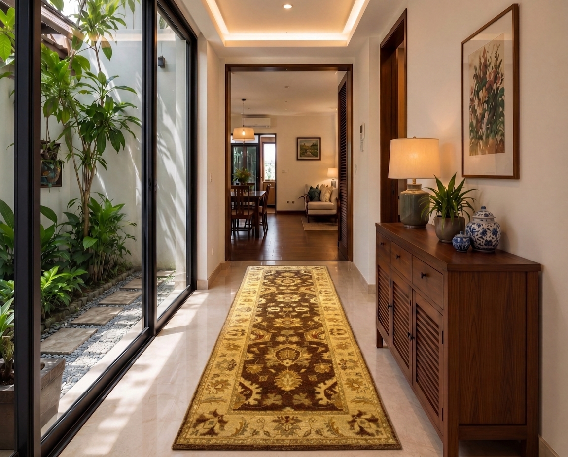 Peshawar Sultanabad Floral Runner Brown, Peshawar, Pakistan persian rug, in chocolate brown, Wool, 85 × 277 cm (2'9" × 9'1"), Nasim Carpets Malaysia — view 2
