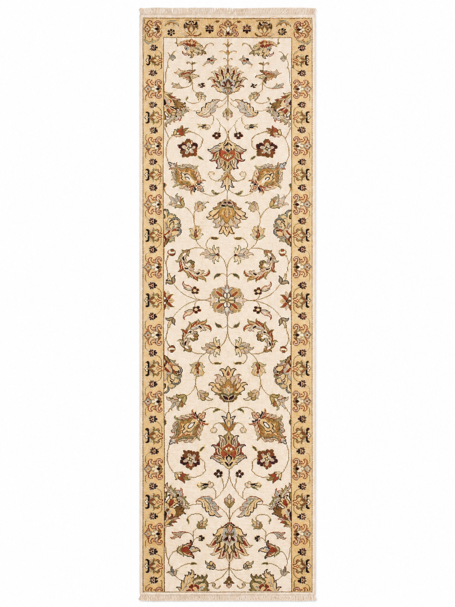 Agra Floral Vine Ivory, Agra, India persian rug, in ivory, Wool, 79 × 305 cm (2'7" × 10'0"), Nasim Carpets Malaysia — view 1