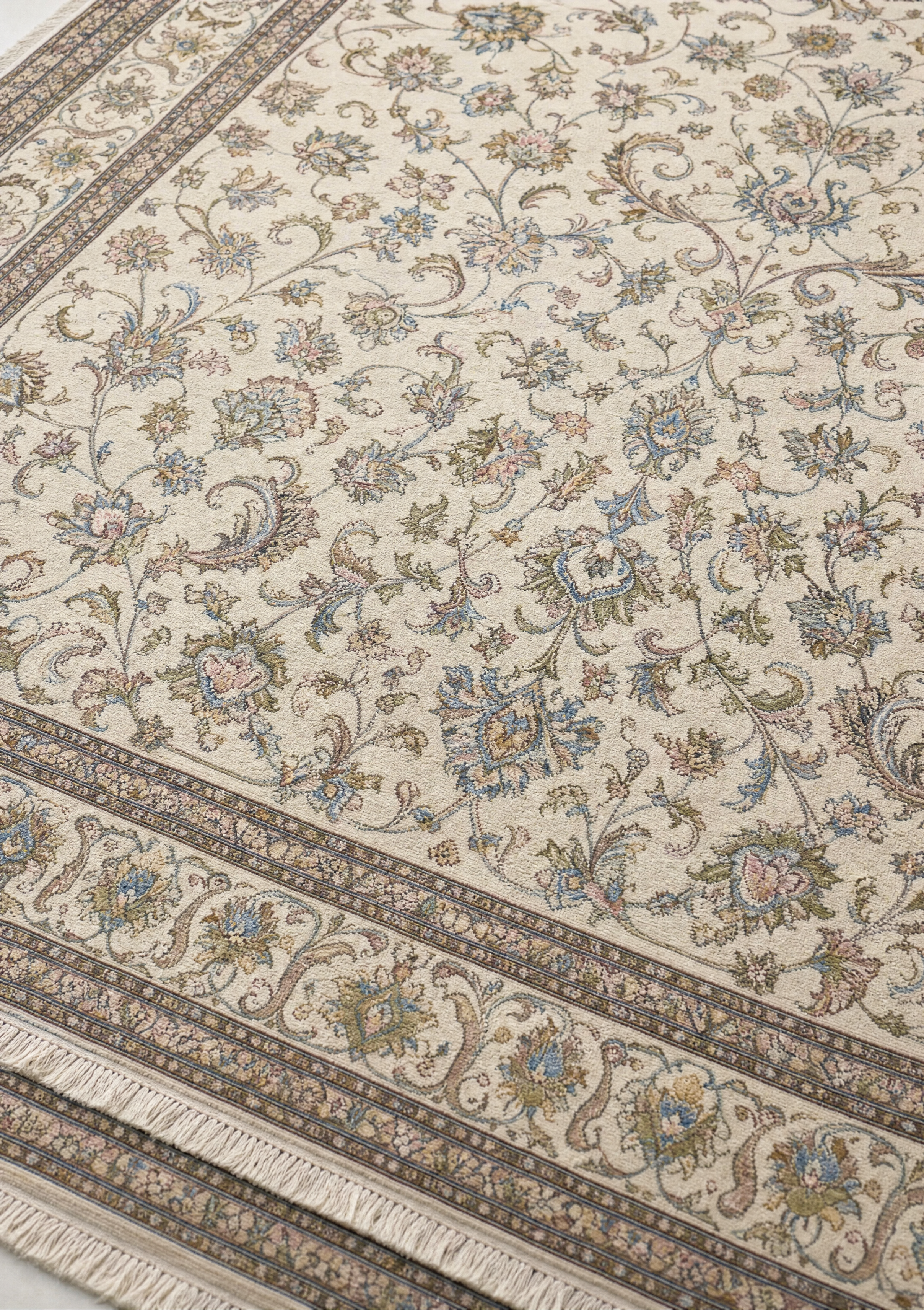 Tabriz Shah Abbasi Ivory, Tabriz, Iran persian rug, in ivory, Wool & Pure Silk, 244 × 357 cm (8'0" × 11'9"), Nasim Carpets Malaysia — view 3