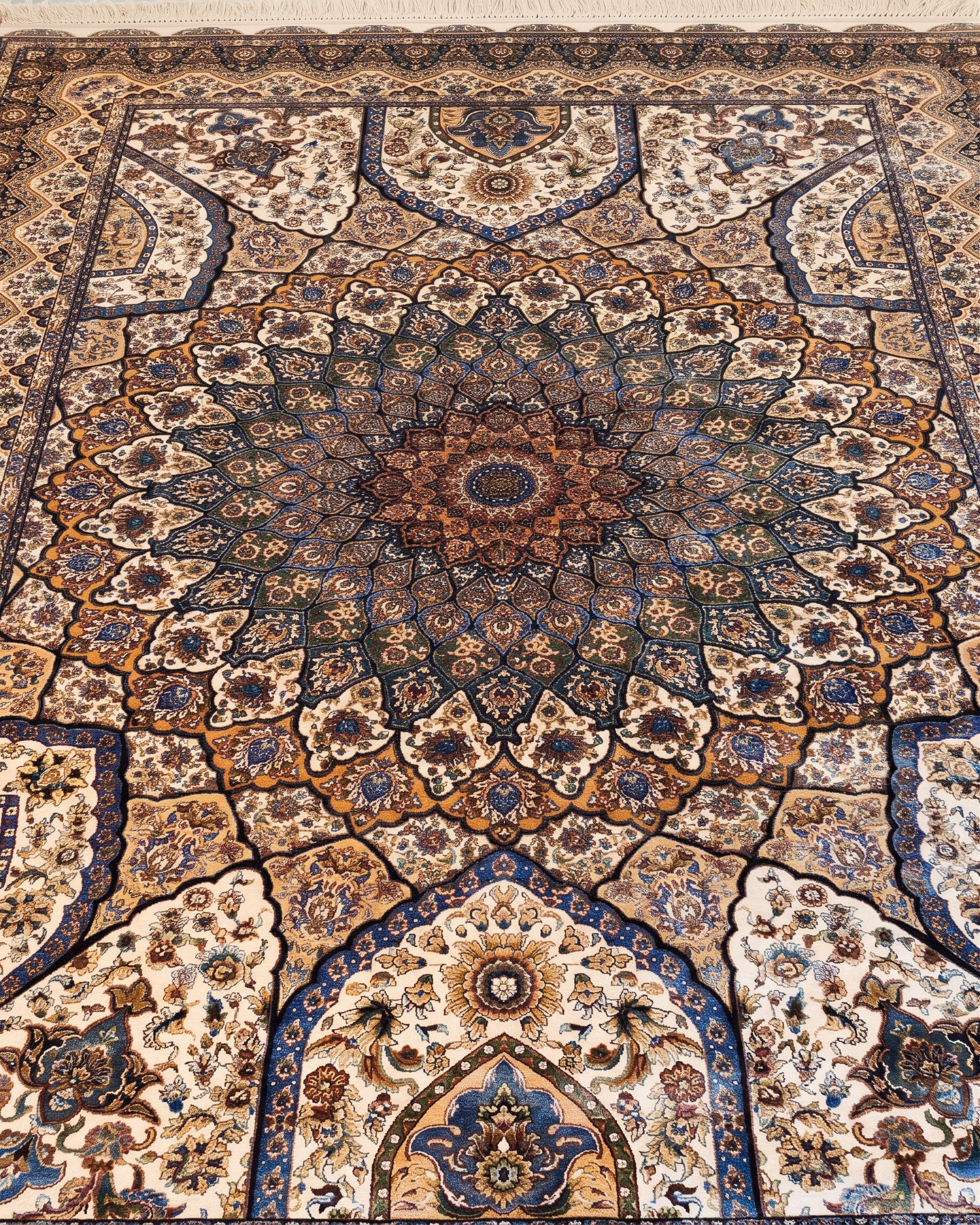 Isfahan Dome Medallion Ivory, Isfahan, Iran bespoke rug, in ivory, Bamboo Silk, 91 × 152 cm (3'0" × 5'0"), Nasim Carpets Malaysia — view 3