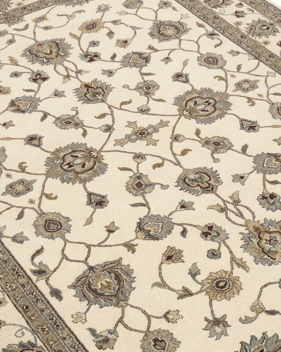 Tabriz Lattice Floral Ivory, Lahore, Pakistan persian rug, in ivory, Wool, 274 × 378 cm (9'0" × 12'5"), Nasim Carpets Malaysia — view 3