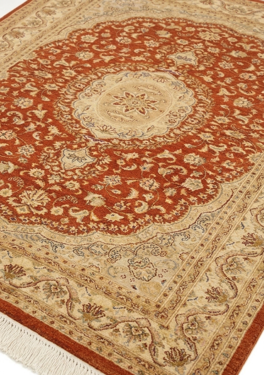 Tabriz Medallion Rust, Tabriz, Pakistan persian rug, in terracotta rust, Wool, 122 × 198 cm (4'0" × 6'6"), Nasim Carpets Malaysia — view 3