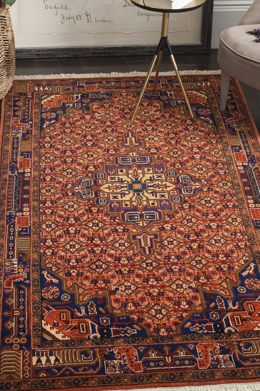 Koliai Herati Medallion Salmon, Koliai, Kurdistan, Iran persian rug, in red, Wool, 91 × 152 cm (3'0" × 5'0"), Nasim Carpets Malaysia — view 2