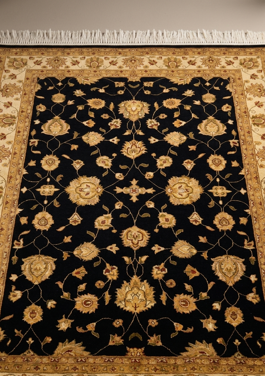 Tabriz Shah Abbasi Black, Lahore, Pakistan persian rug, in midnight black, Wool, 274 × 372 cm (9'0" × 12'2"), Nasim Carpets Malaysia — view 3