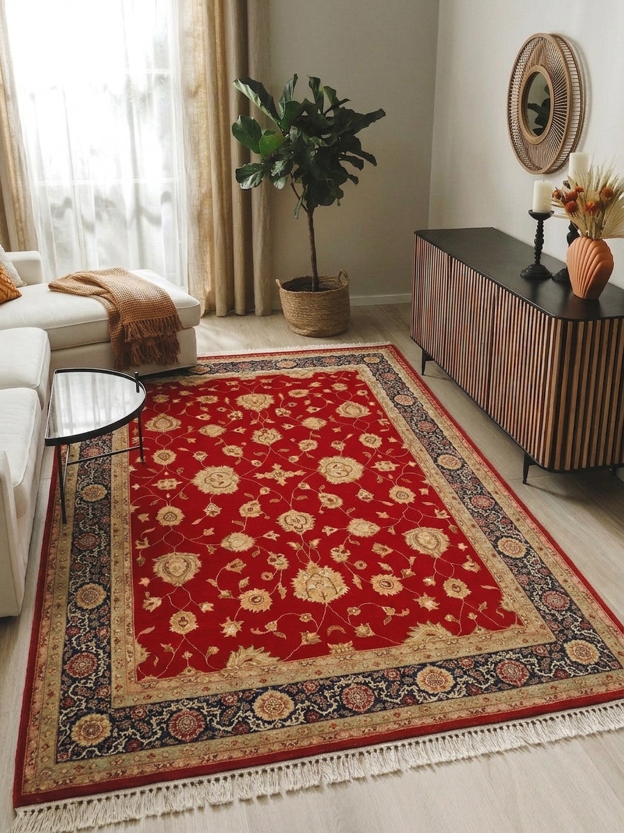 Kerman Shah Abbasi Red, Iran persian rug, in madder red, Wool, 283 × 415 cm (9'3" × 13'7"), Nasim Carpets Malaysia — view 2