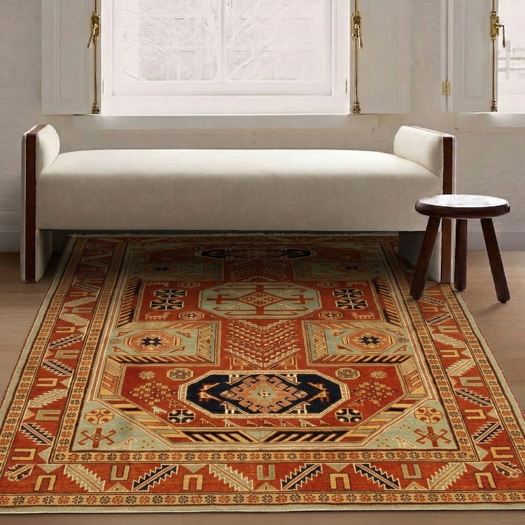 Kazak Lesghi Star Rust, Kazak, Caucasus persian rug, in terracotta red, Wool, 168 × 274 cm (5'6" × 9'0"), Nasim Carpets Malaysia — view 2