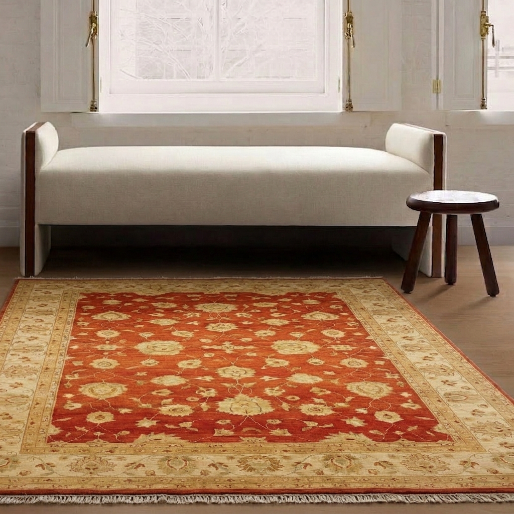 Peshawar Ziegler All-Over Rust, Pakistan persian rug, in terracotta rust, Wool, 183 × 274 cm (6'0" × 9'0"), Nasim Carpets Malaysia — view 2