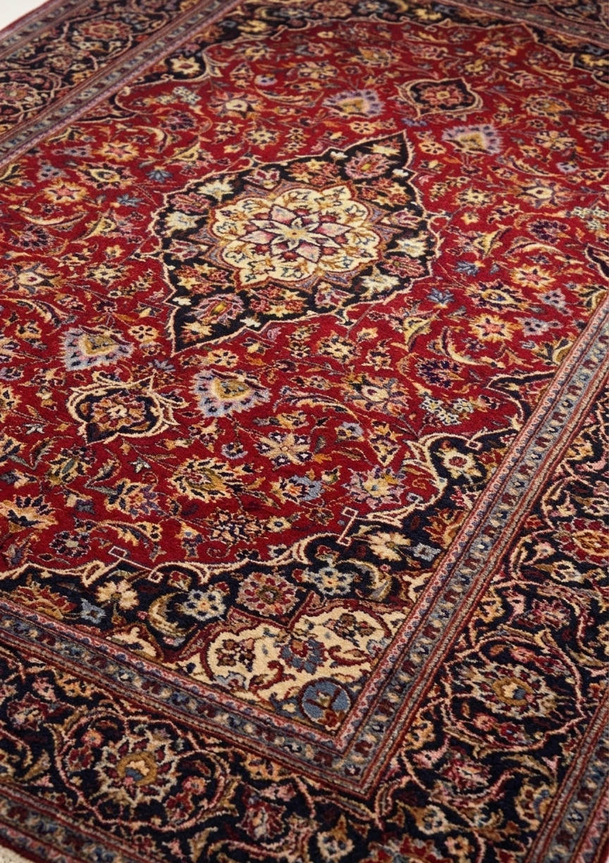 Classic Kashan, Kashan persian rug, in red, Wool, 244 × 305 cm (8'0" × 10'0"), Nasim Carpets Malaysia — view 3