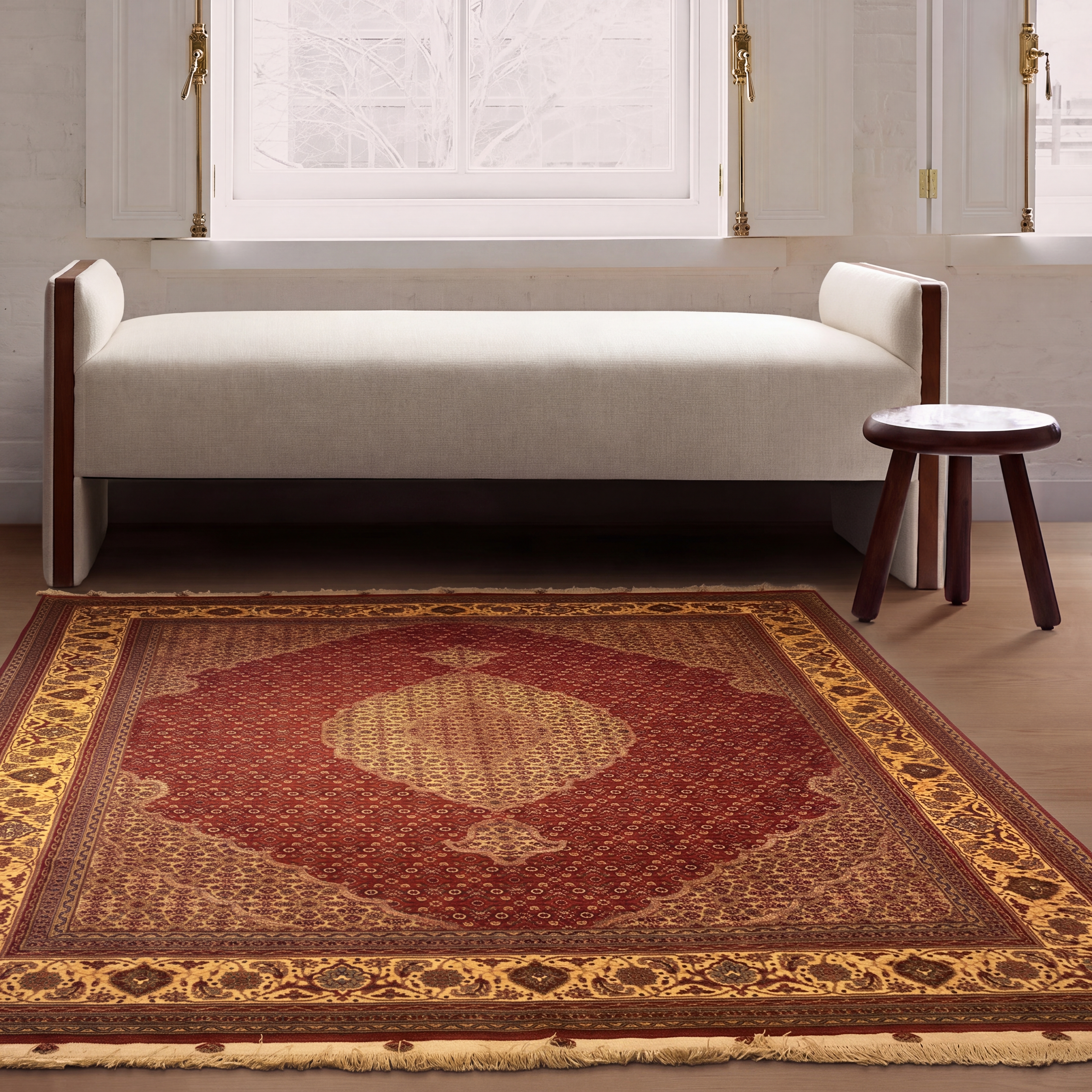 Tabriz Mahi Masterpiece, Tabriz persian rug, in red, Wool & Pure Silk, 152 × 244 cm (5'0" × 8'0"), Nasim Carpets Malaysia — view 2