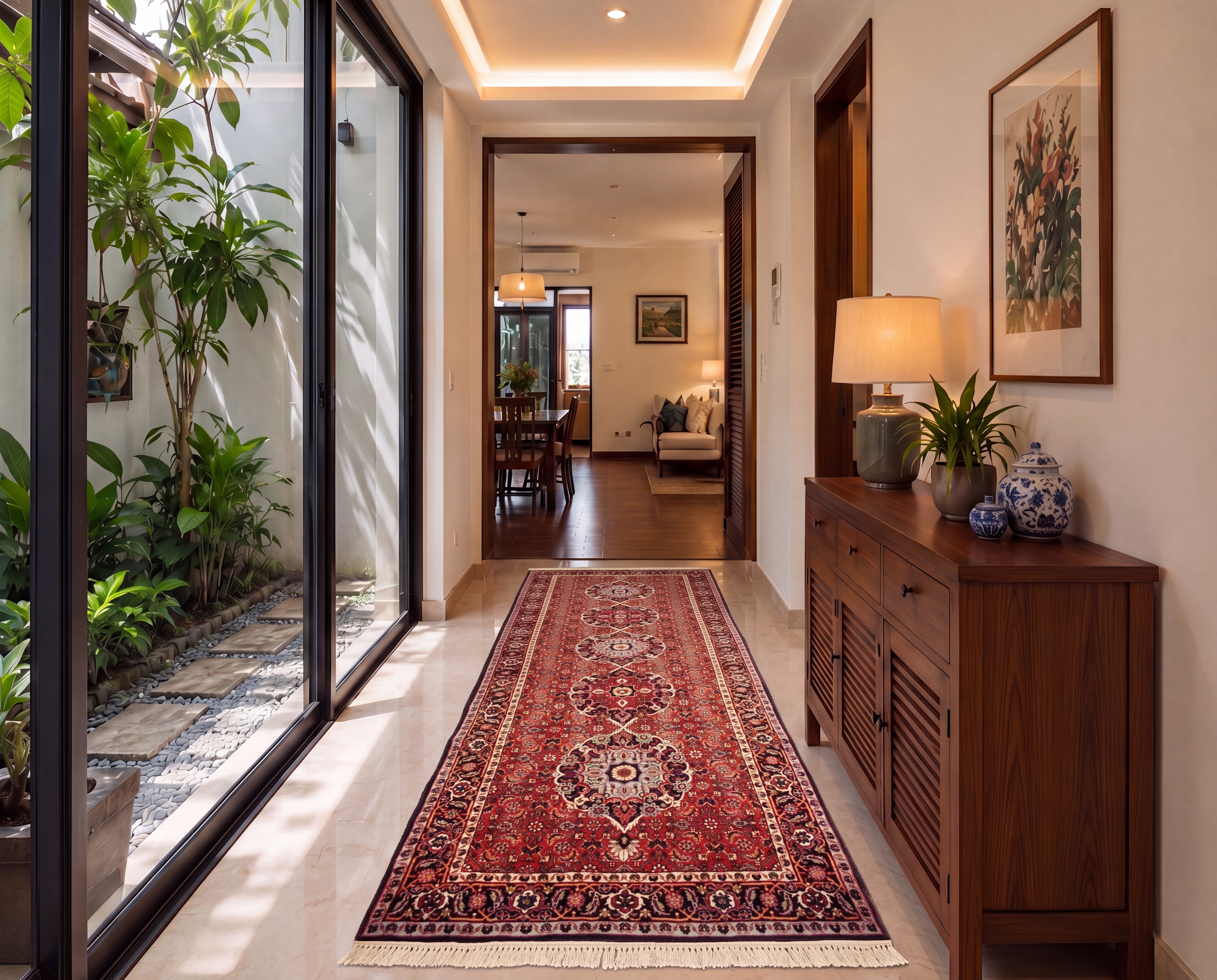 Bidjar Medallion Runner Red, Bidjar persian rug, in madder red, Wool, 64 × 274 cm (2'1" × 9'0"), Nasim Carpets Malaysia — view 2