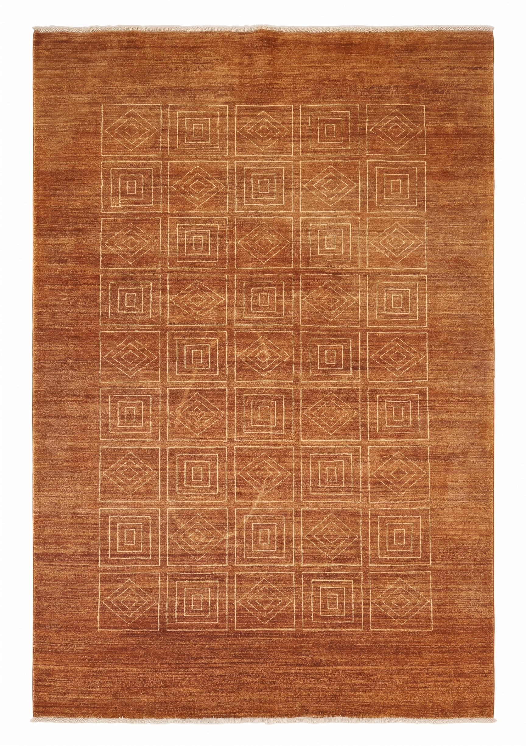 Gabbeh Geometric Grid Brown, Fars Province, Iran persian rug, in cinnamon brown, Wool, 162 × 244 cm (5'4" × 8'0"), Nasim Carpets Malaysia — view 1