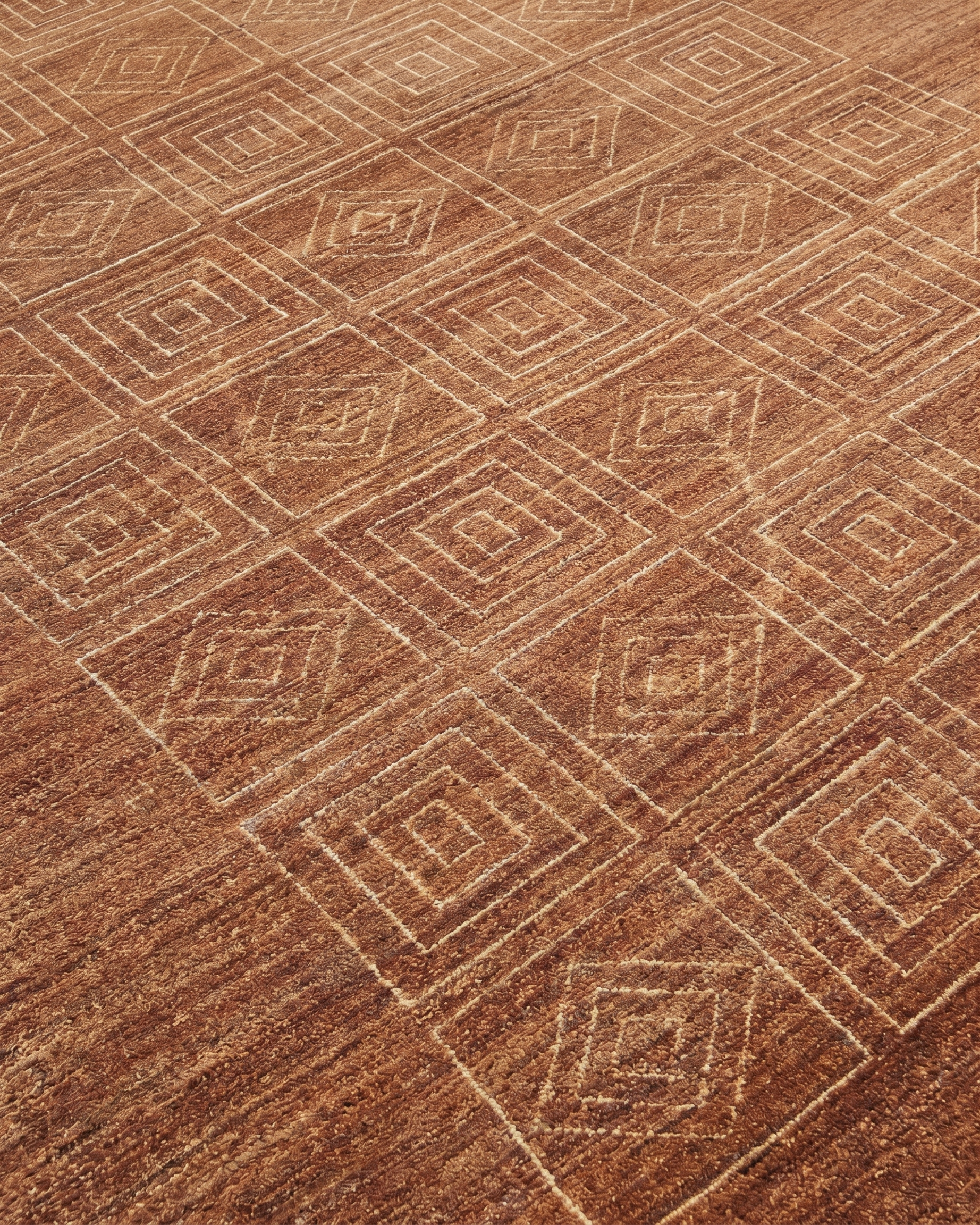 Gabbeh Geometric Grid Brown, Fars Province, Iran persian rug, in cinnamon brown, Wool, 162 × 244 cm (5'4" × 8'0"), Nasim Carpets Malaysia — view 3