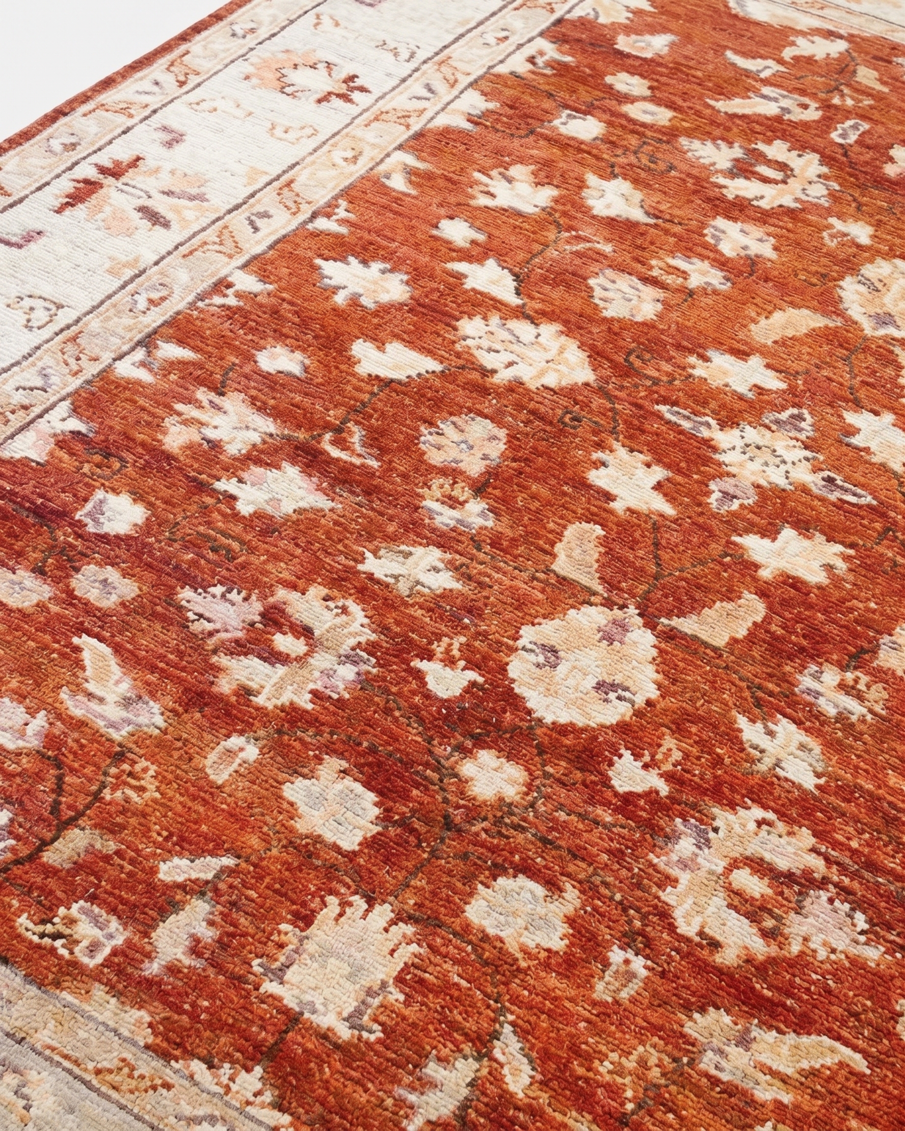 Ziegler All-Over Floral Rust, Peshawar, Pakistan persian rug, in terracotta rust, Wool, 125 × 156 cm (4'1" × 5'1"), Nasim Carpets Malaysia — view 3
