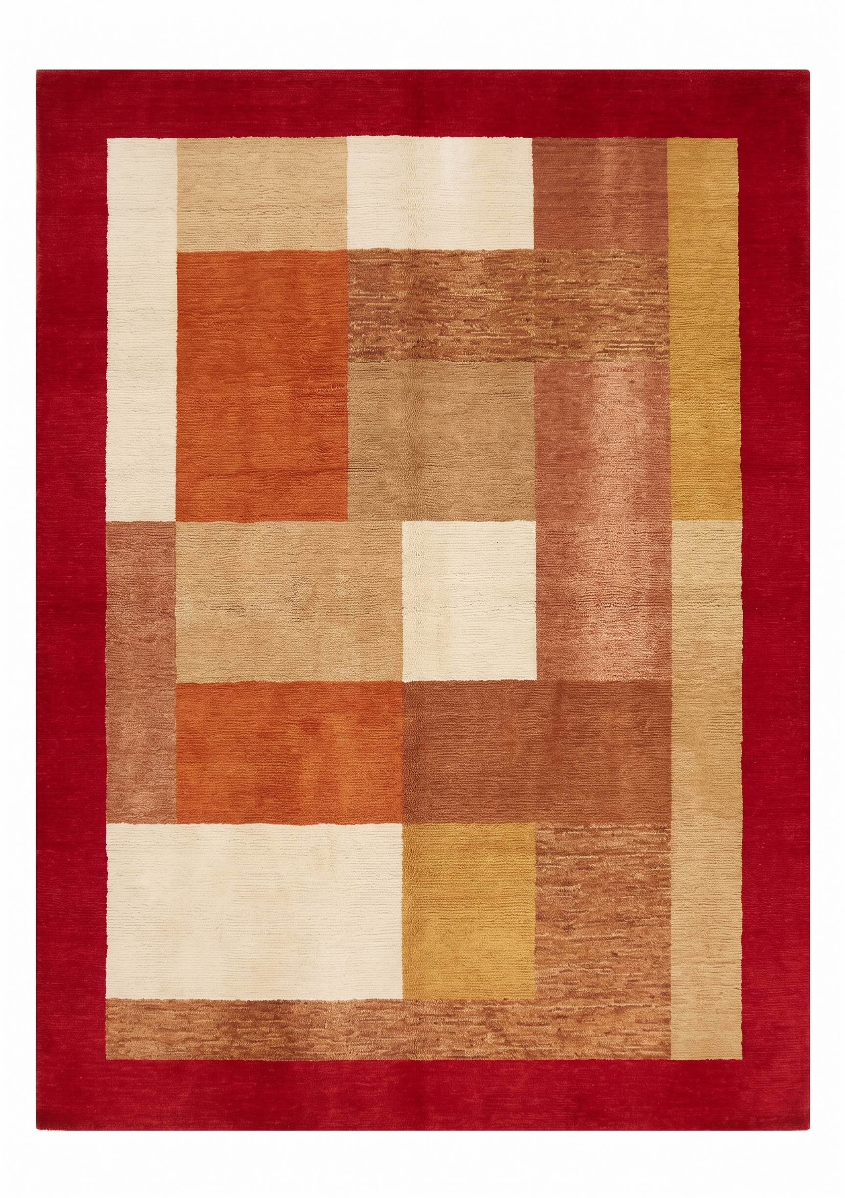 Pakistani Gabbeh Geometric Red, Pakistan modern rug, in crimson red, Wool, 183 × 274 cm (6'0" × 9'0"), Nasim Carpets Malaysia — view 1