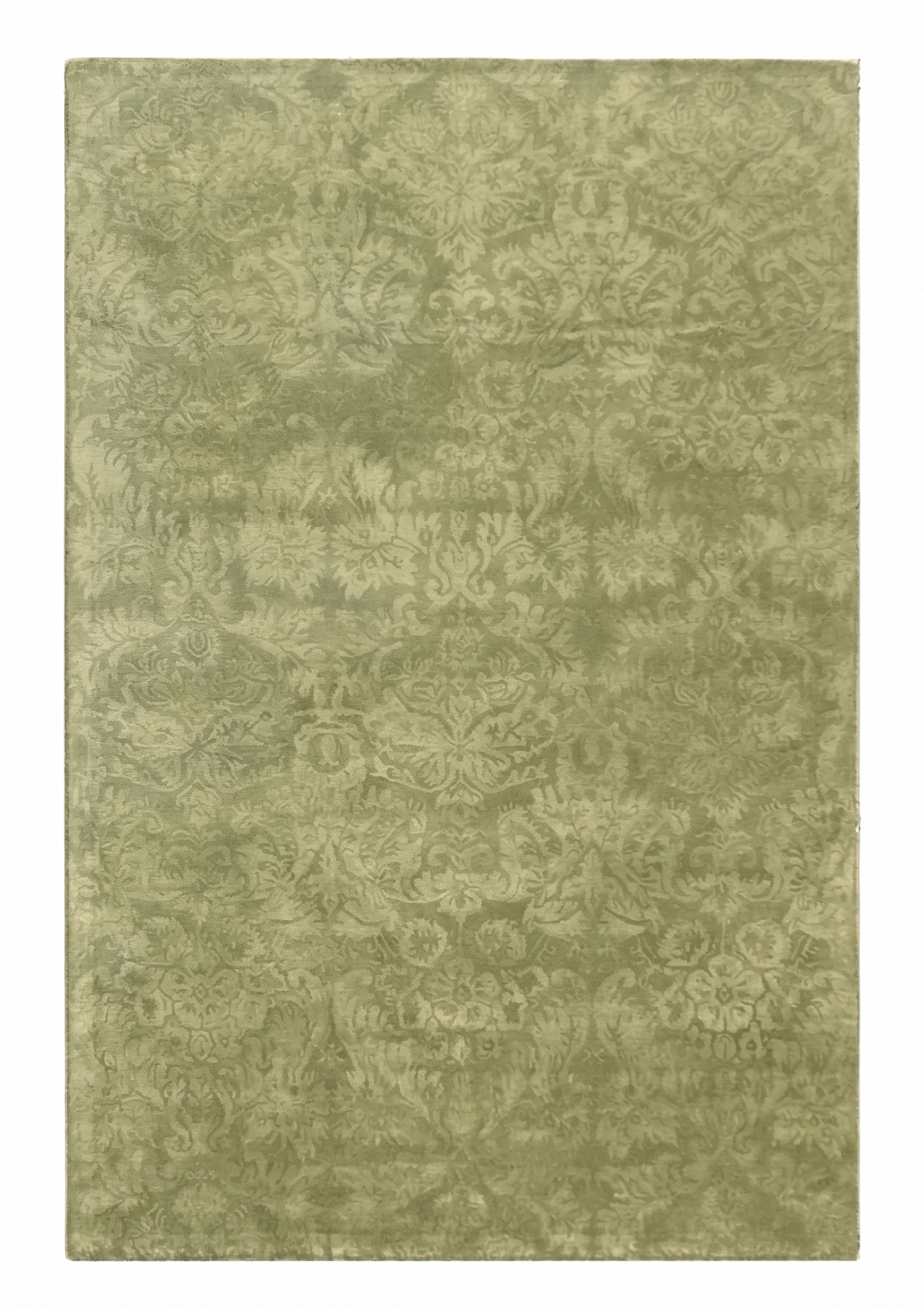 Indian Damask Sage, Jaipur, India modern rug, in sage green, Wool, 119 × 180 cm (3'11" × 5'11"), Nasim Carpets Malaysia — view 1