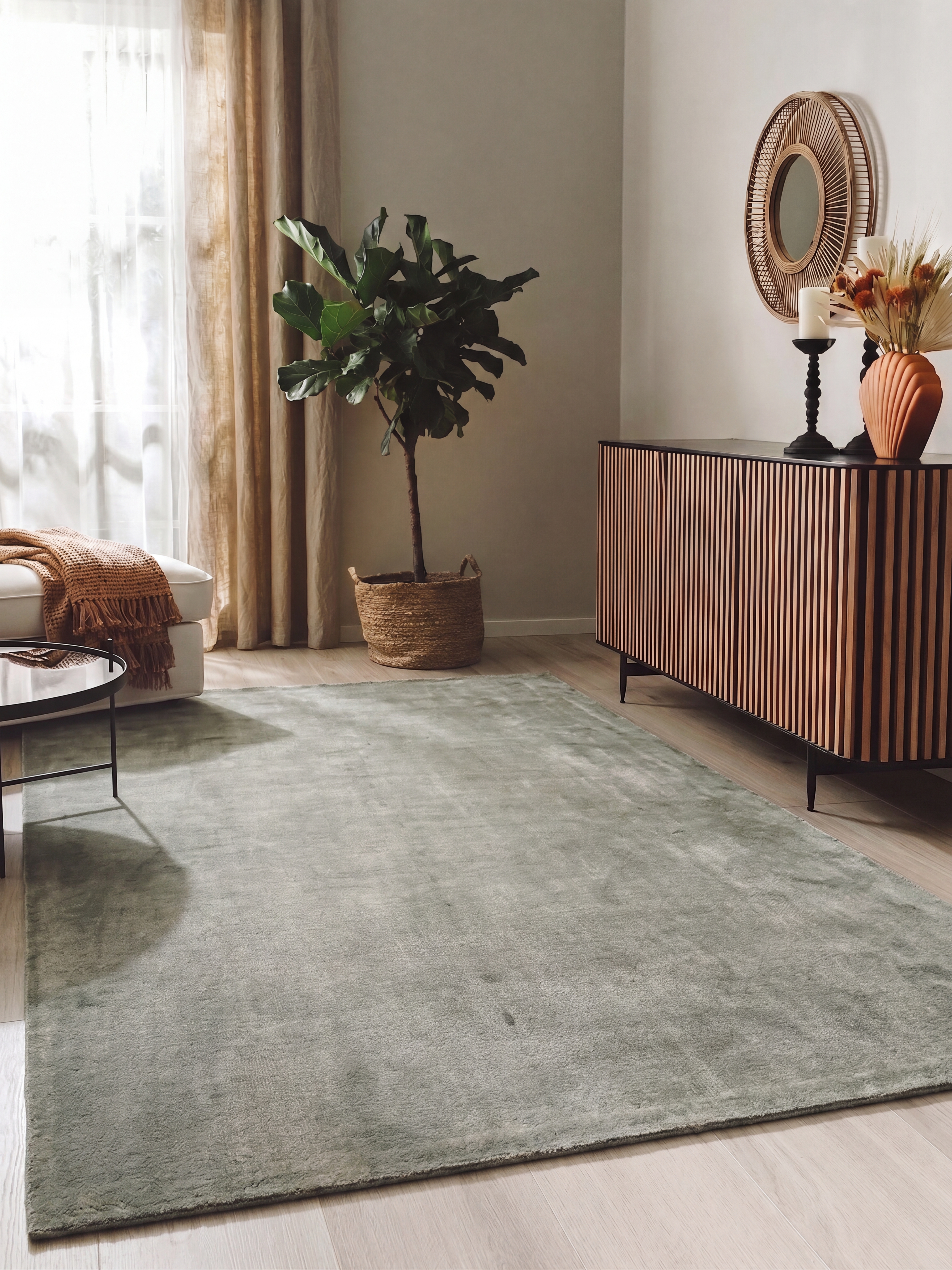 Nepal Solid Sage, Kathmandu, Nepal modern rug, in sage green, Pure Silk, 213 × 305 cm (7'0" × 10'0"), Nasim Carpets Malaysia — view 2