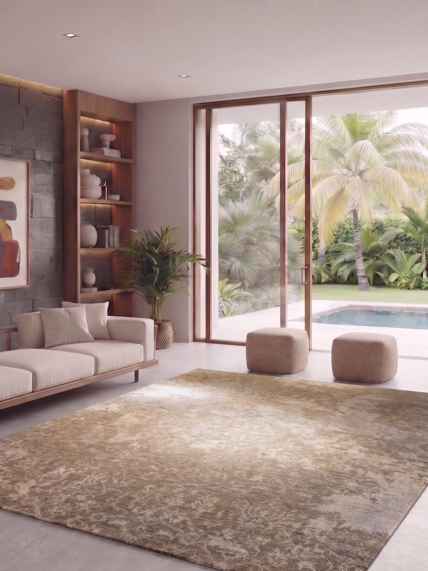 Jaipur Erased Floral Taupe, Jaipur, India modern rug, in taupe, Wool & Pure Silk, 244 × 305 cm (8'0" × 10'0"), Nasim Carpets Malaysia — view 2