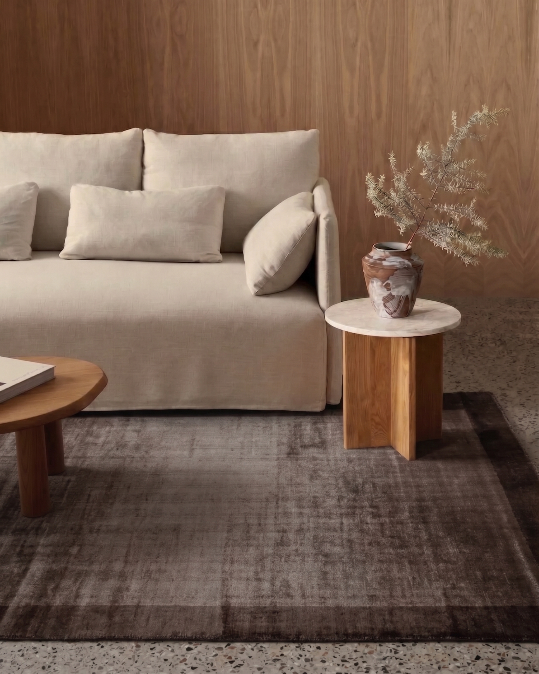 Indian Silk Border Brown, Varanasi, India modern rug, in espresso brown, Pure Silk, 152 × 250 cm (5'0" × 8'2"), Nasim Carpets Malaysia — view 2