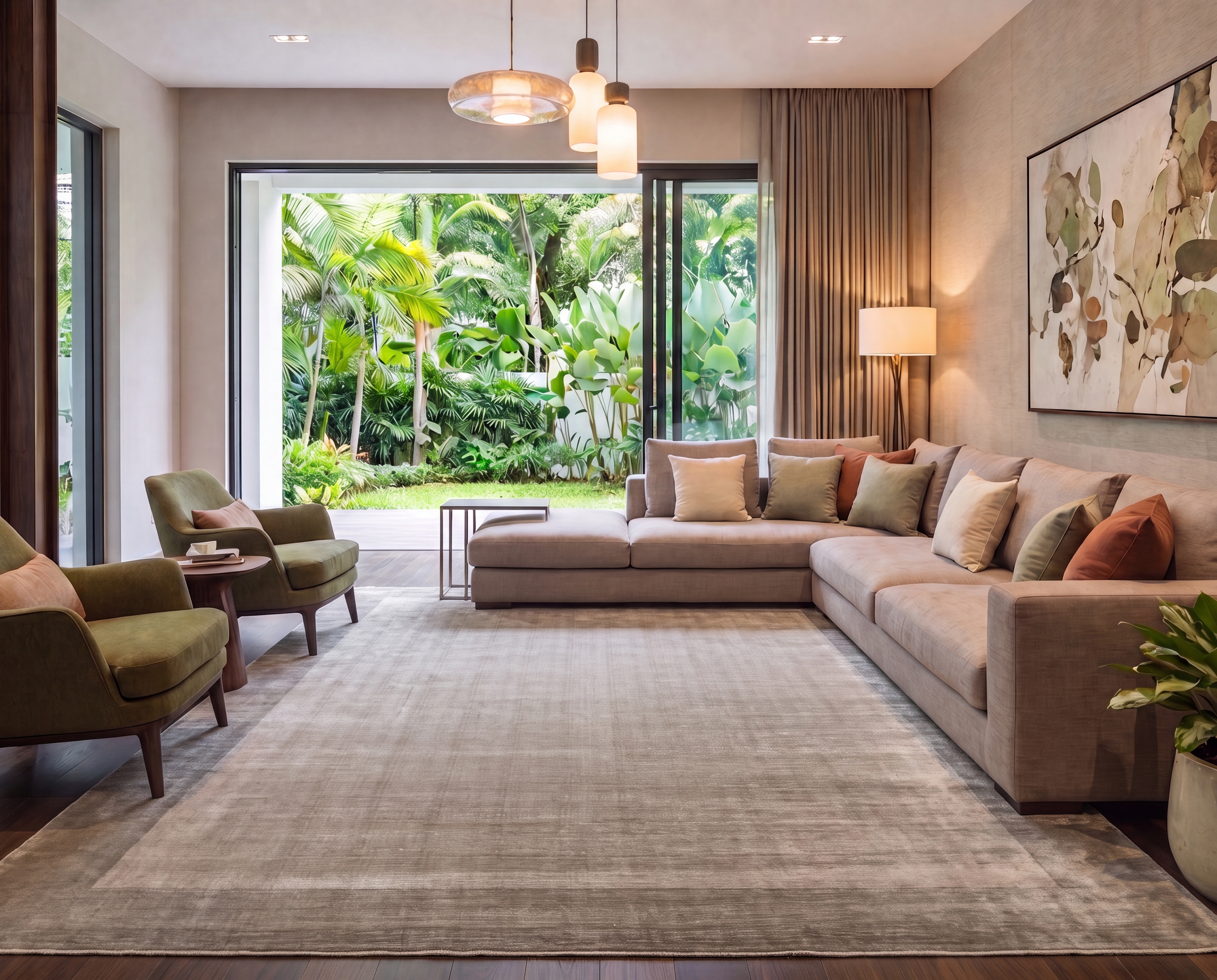 Indo-Chinese Solid Field Silver Taupe, Nepal / Indo-Chinese Border Region modern rug, in silver taupe, Pure Silk, 274 × 366 cm (9'0" × 12'0"), Nasim Carpets Malaysia — view 2