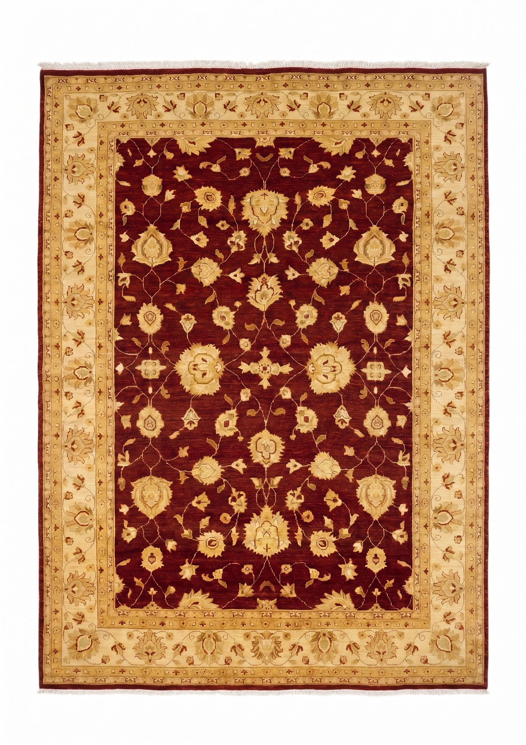Sultanabad Palmette Vine Scroll Burgundy, Sultanabad (Arak), Iran persian rug, in madder burgundy, Wool, 183 × 244 cm (6'0" × 8'0"), Nasim Carpets Malaysia — view 1