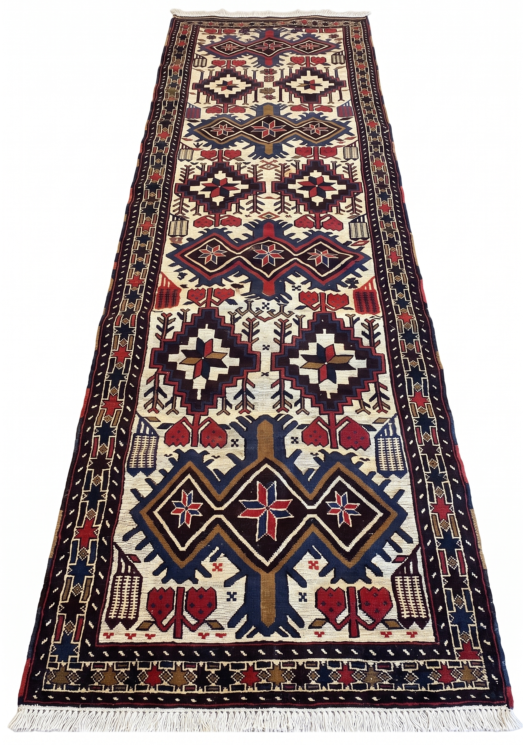 Afghan Kilim Runner Ivory Tree of Life, Afghanistan kilim rug, in ivory, Wool, 85 × 366 cm (2'9" × 12'0"), Nasim Carpets Malaysia — view 1