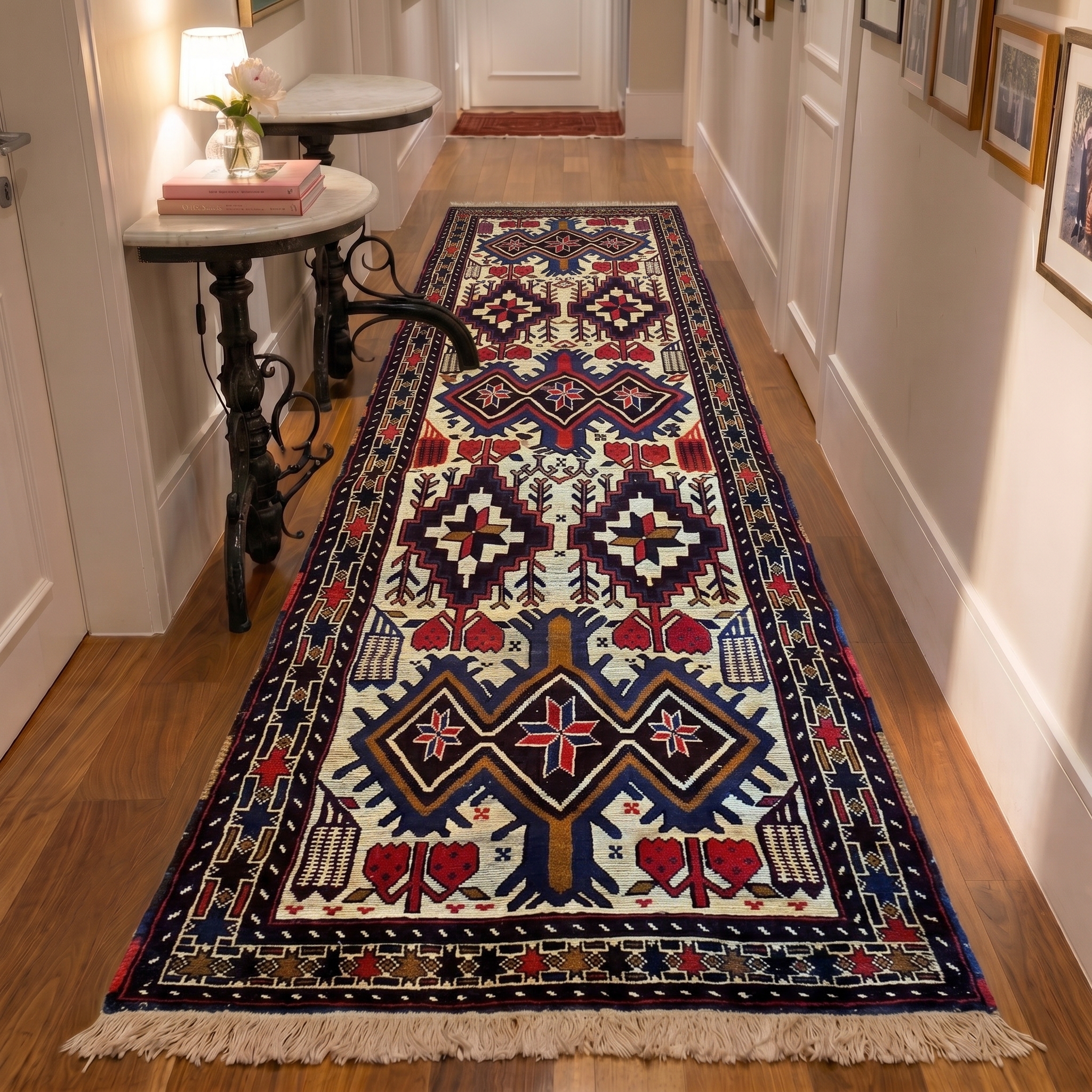 Afghan Kilim Runner Ivory Tree of Life, Afghanistan kilim rug, in ivory, Wool, 85 × 366 cm (2'9" × 12'0"), Nasim Carpets Malaysia — view 2