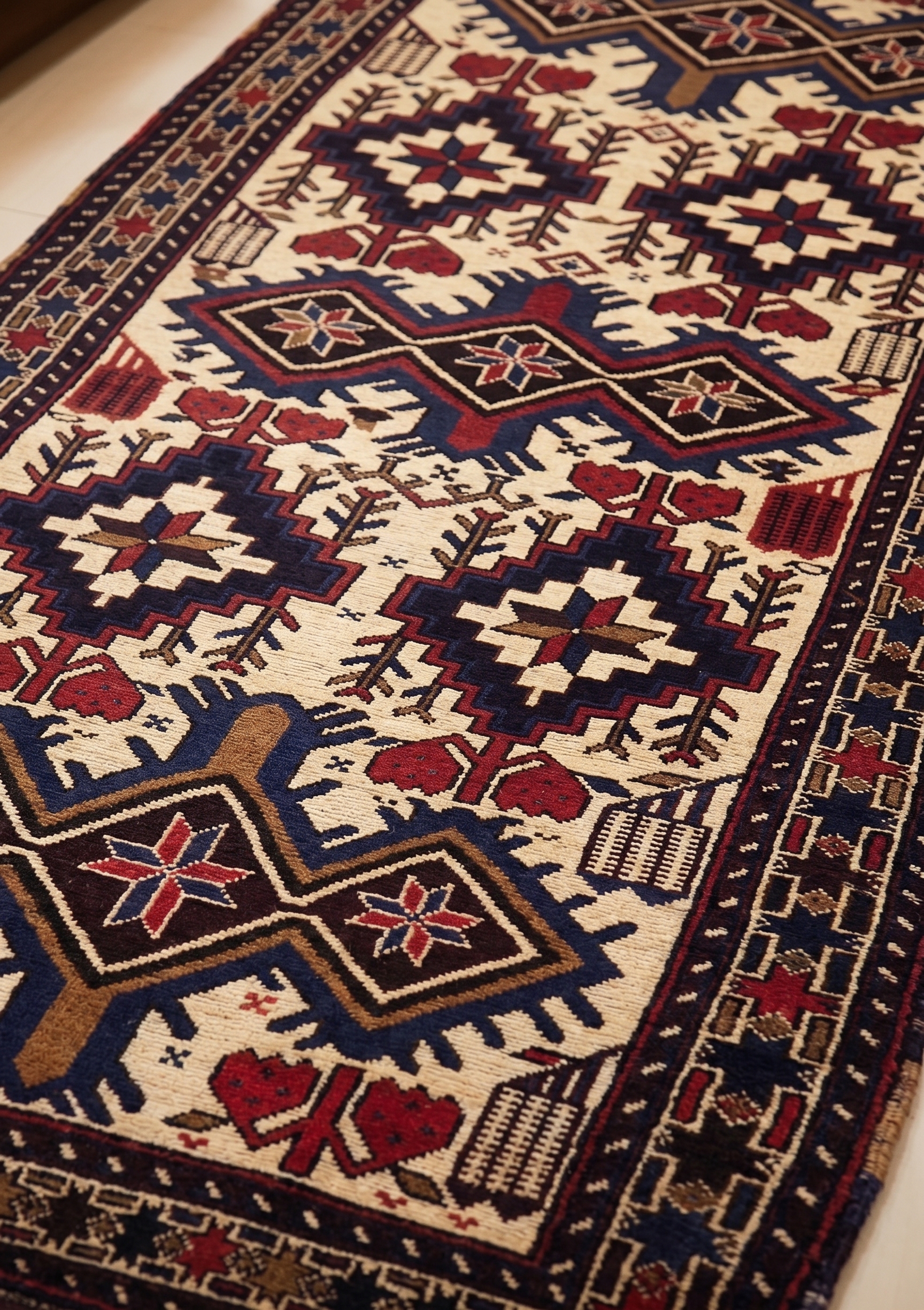 Afghan Kilim Runner Ivory Tree of Life, Afghanistan kilim rug, in ivory, Wool, 85 × 366 cm (2'9" × 12'0"), Nasim Carpets Malaysia — view 3