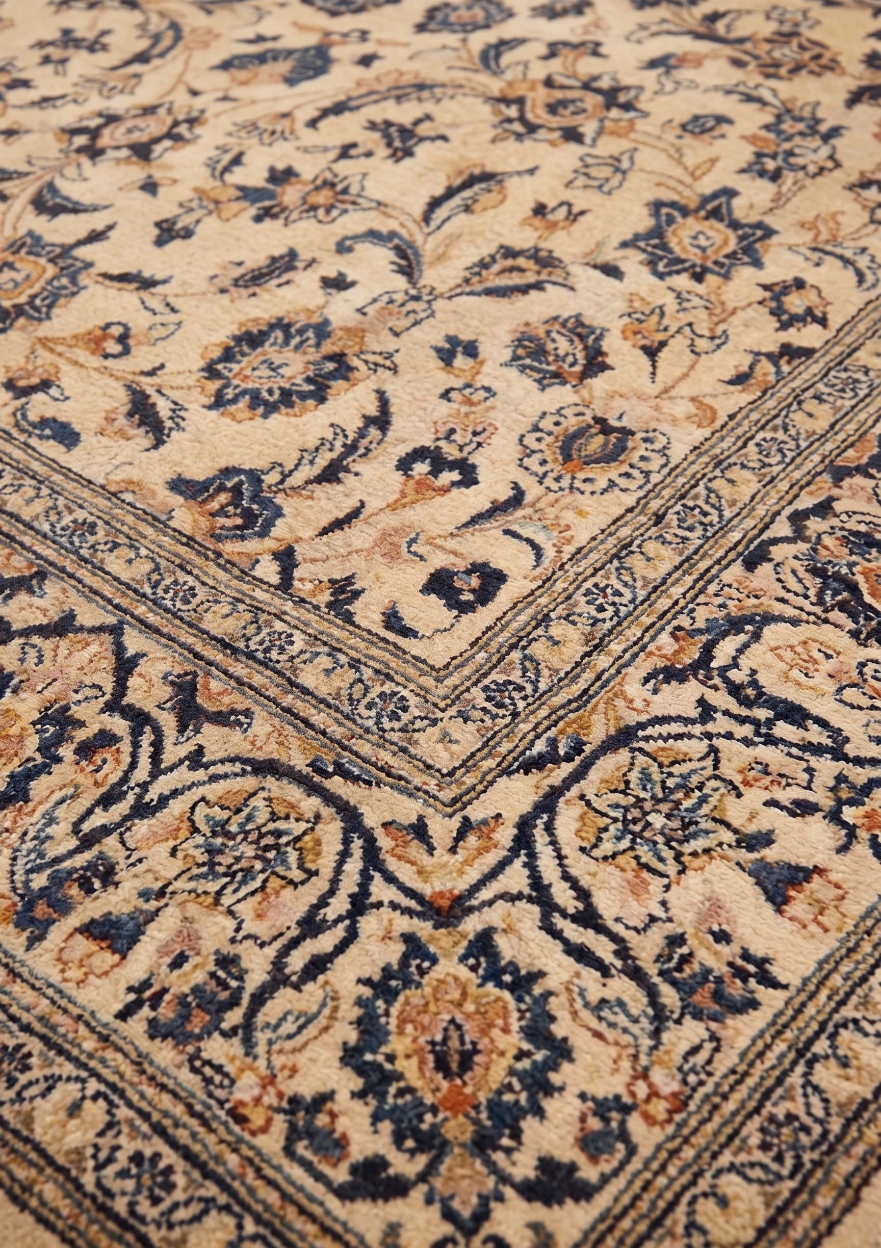 Kashan All-Over Ivory Navy, Iran persian rug, in ivory cream, Wool, 213 × 305 cm (7'0" × 10'0"), Nasim Carpets Malaysia — view 3